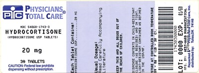 Image Of Hydrocortisone Package Label 20mg (Package Label For 20mg Tablets)
